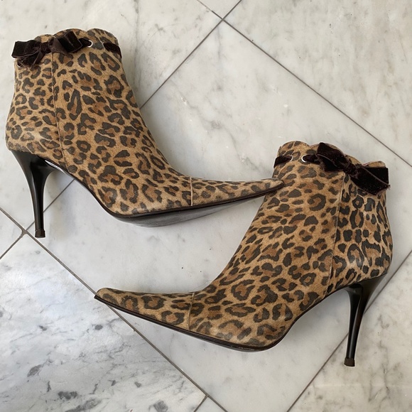 Italian Animal Print Leopard Boots 37/ US 7 - Picture 10 of 13